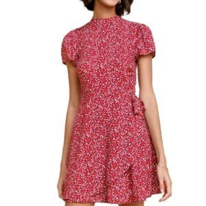 Francescas's Mi Ami Dress Mini Small Red Floral High Neck